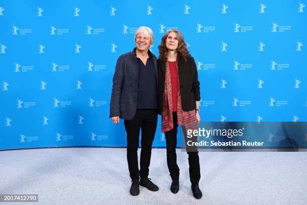 Andreas Dresen and Laila Stieler pose at the "In Liebe, Eure Hilde" photocall during the 74th Berlinale International Film Festival Berlin at Grand...