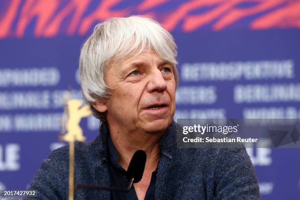 Andreas Dresen speaks at the "In Liebe, Eure Hilde" press conference during the 74th Berlinale International Film Festival Berlin at Grand Hyatt...