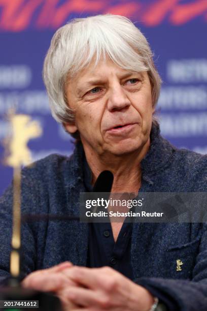 Andreas Dresen speaks at the "In Liebe, Eure Hilde" press conference during the 74th Berlinale International Film Festival Berlin at Grand Hyatt...