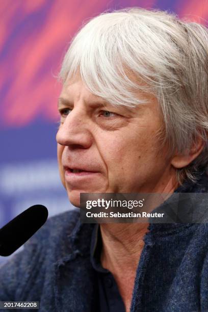 Andreas Dresen speaks at the "In Liebe, Eure Hilde" press conference during the 74th Berlinale International Film Festival Berlin at Grand Hyatt...