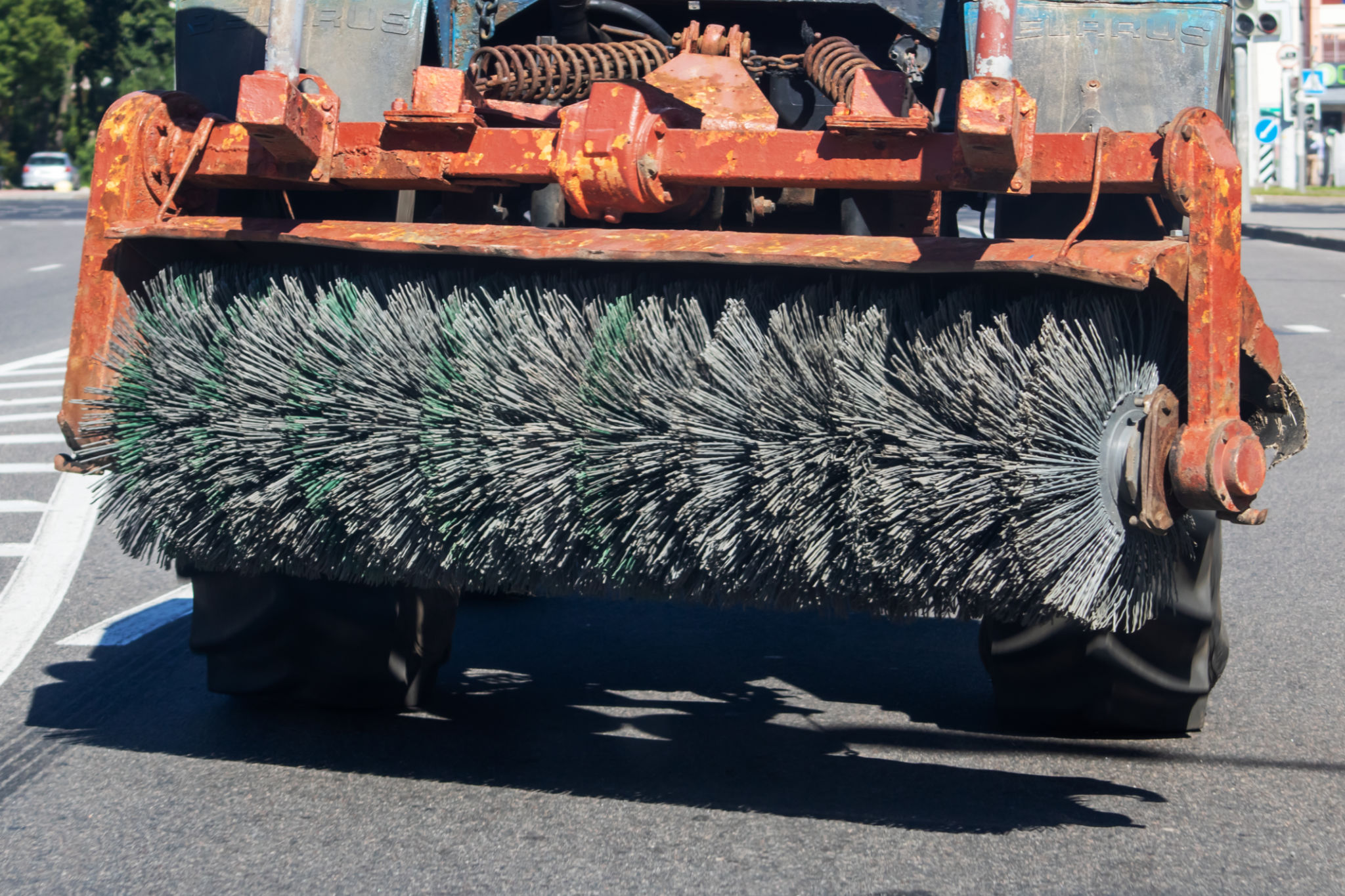 sweeping parking lot