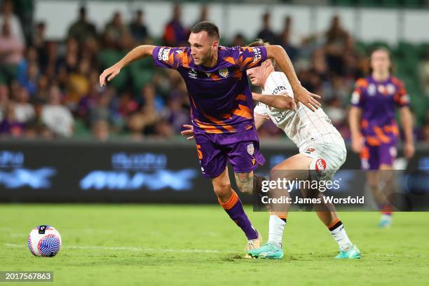 Aleksandar Susnjar of the Glory runs for the ball during the A-League Men round 17 match between Perth Glory and Brisbane Roar at HBF Park, on...