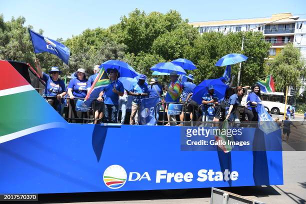 Supporters during the Democratic Alliance National Manifesto Launch at Union Buildings on February 17, 2024 in Pretoria, South Africa. The manifesto...