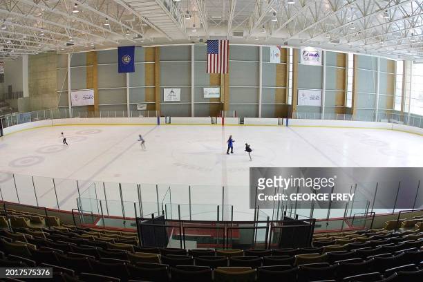 Skaters practice at the Ogden Ice Sheet on the campus of Weber State University, Ogden,Utah, site of curling events for the Salt Lake City 2002...