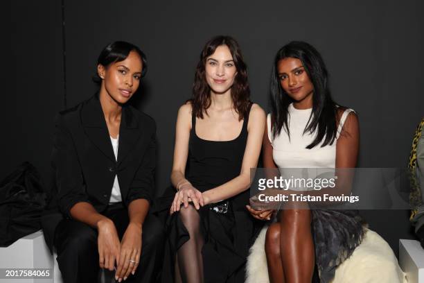 Sabrina Elba, Alexa Chung and Simone Ashley attend the 16Arlington show during London Fashion Week February 2024 at "The Curve Gallery" Barbican...