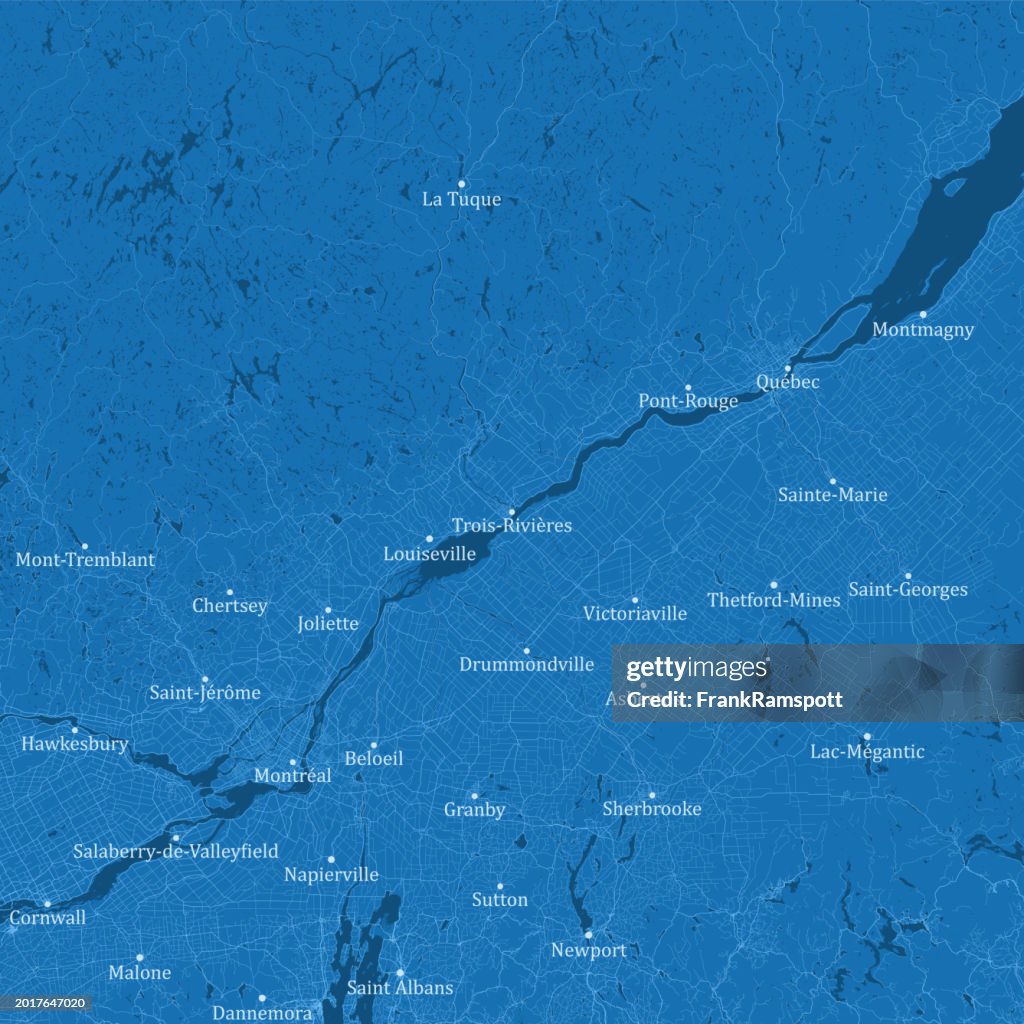Quebec Montreal Área Ciudad Vector Mapa De Carreteras Azul