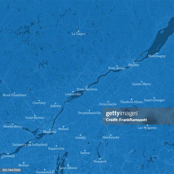 illustrations, cliparts, dessins animés et icônes de québec région de montréal ville vecteur carte routière bleu - carte québec
