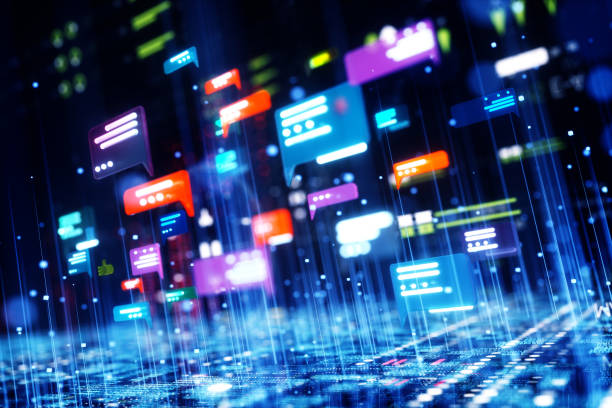 ai data chat icons. - communication stock pictures, royalty-free photos & images
