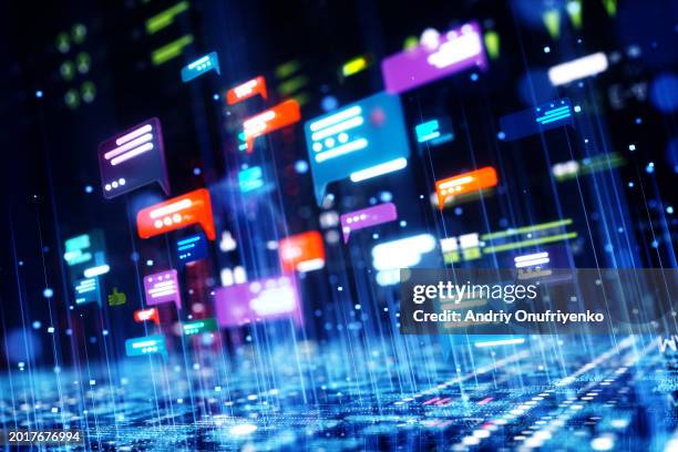 ai data chat icons. - online messaging stock pictures, royalty-free photos & images