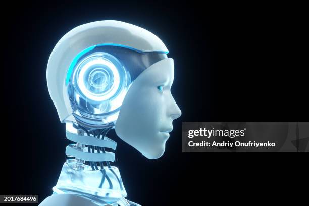 robot's head - cyborg stockfoto's en -beelden