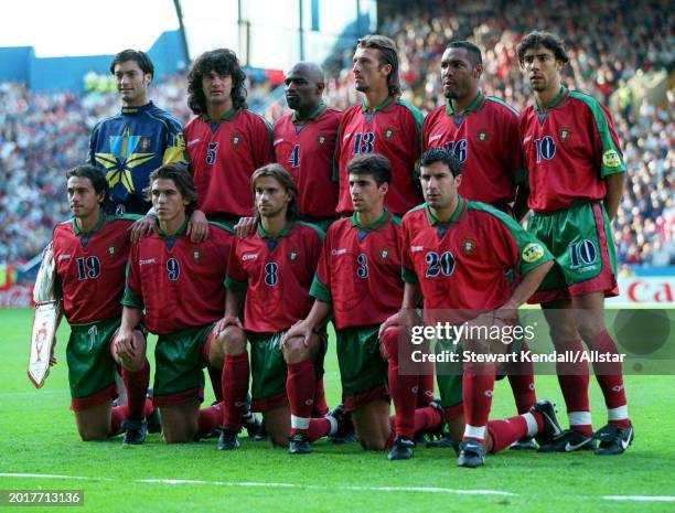 Portugal Team Group Vitor Baia, Fernando Couto, Oceano, Dimas, Helder, Rui Costa, Paulo Sousa, Ricardo Sa Pinto, Joao Pinto, Paulinho Santos before...