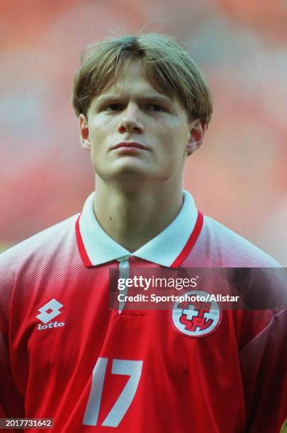 June 18: Johann Vogel of Switzerland portrait before the UEFA Euro 1996 Group A match between Scotland and Switzerland at Villa Park on June 18, 1996...