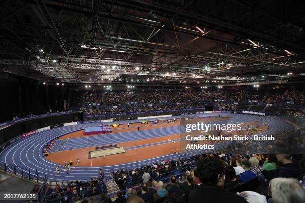 General view inside the venue during the Women's 400m Heats on day one of the Microplus UK Athletics Indoor Championships 2024 at Utilita Arena...