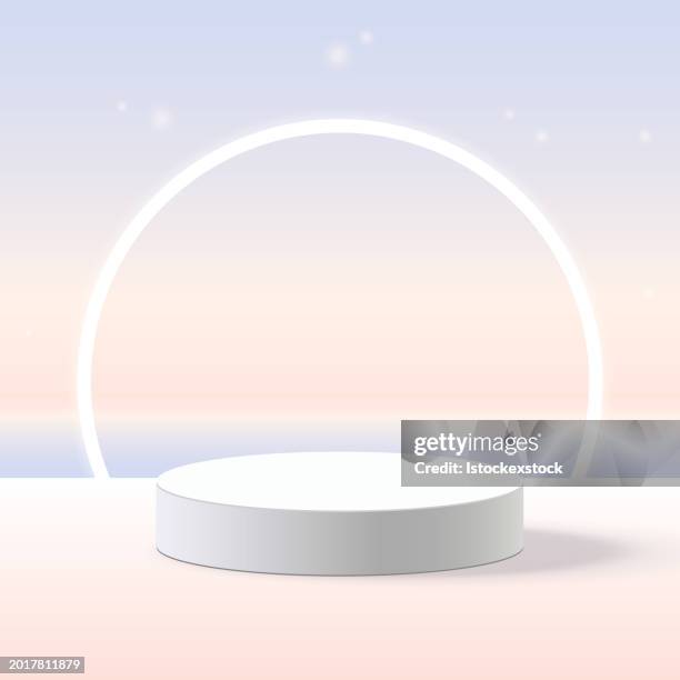 3d background products minimal podium scene with the geometric platform. - white studio background stock illustrations