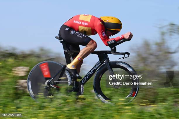 Magnus Cort of Denmark and Team Uno-X Mobility sprints during the 50th Volta ao Algarve em Bicicleta 2024, Stage 4 a 22km individual time trial in...