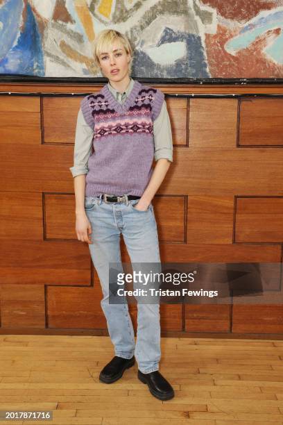 Edie Campbell attends the Molly Goddard show during London Fashion Week February 2024 at Cecil Sharp House on February 17, 2024 in London, England.