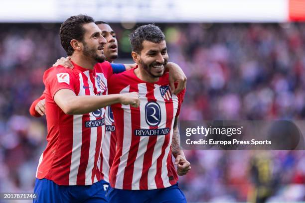 Angel Correa of Atletico de Madrid and Koke Resurreccion of Atletico de Madrid celebrate a goal during the Spanish League, LaLiga EA Sports, football...