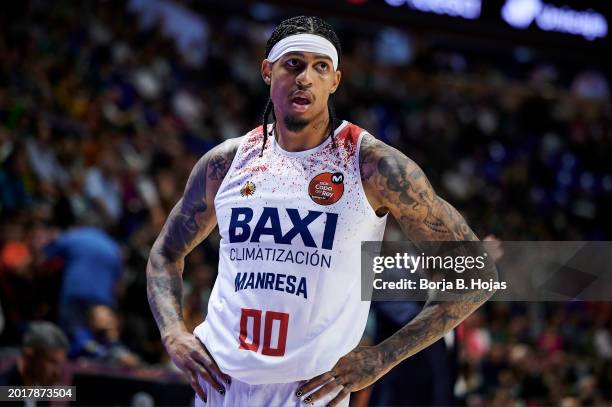 Devinn Robinson of BAXI Manresa in action during Quarter Finals of Copa del Rey 2024 at Martin Carpena Arena on February 16, 2024 in Malaga, Spain.