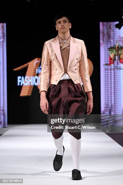 Model walks the runway for Celebration of Thailand; House of iKons Fashion Week London at the House of iKons show during London Fashion Week February...