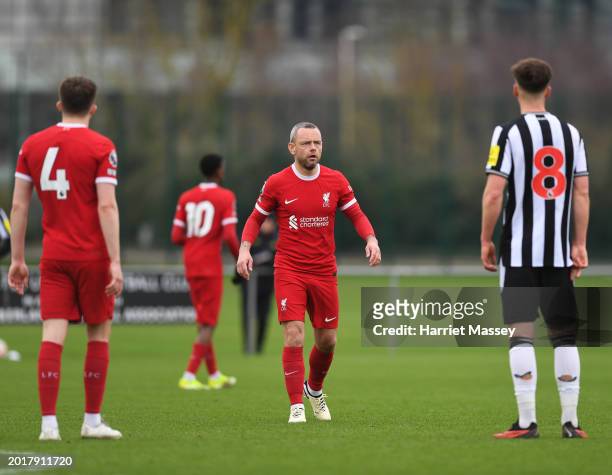 Jay Spearing of Liverpool during the Premier League 2 match between Newcastle United and Liverpool at Whitley Park on February 17, 2024 in Newcastle...