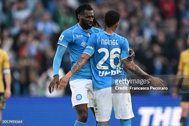 Cyril Ngonge of SSC Napoli celebrates his side first goal during the Serie A TIM match between SSC Napoli and Genoa CFC - Serie A TIM at Stadio Diego...