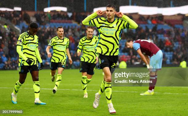 Kai Havertz of Arsenal celebrates after scoring his team's fifth goal during the Premier League match between Burnley FC and Arsenal FC at Turf Moor...