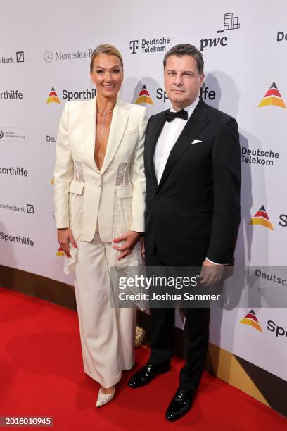 Franziska van Almsick and Christian Seifert attend the 53rd Ball des Sports gala at Festhalle Frankfurt on February 17, 2024 in Frankfurt am Main,...