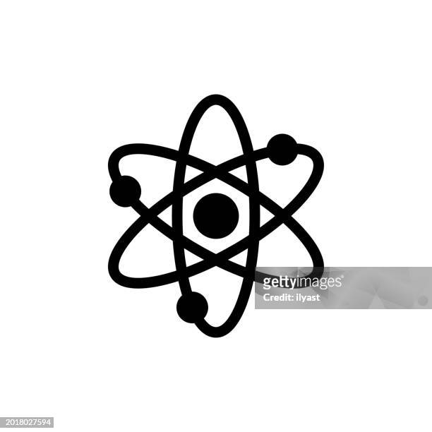 atom vector icon illustration - biology chemistry and physics stock illustrations