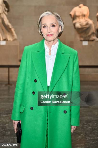 Dame Kristin Scott Thomas attends the ERDEM show during London Fashion Week February 2024 at The British Museum on February 17, 2024 in London,...