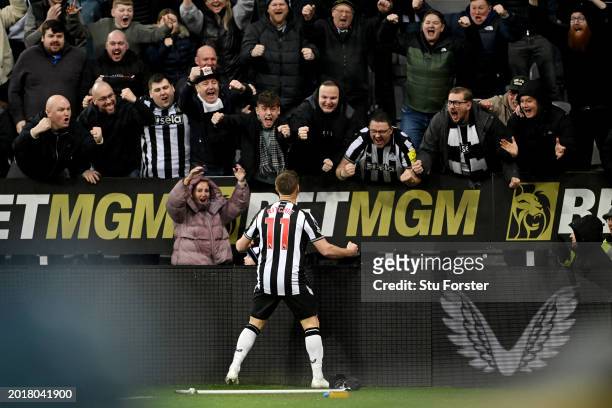 Matt Ritchie of Newcastle United celebrates scoring his team's second goal during the Premier League match between Newcastle United and AFC...