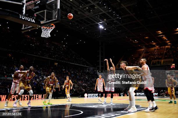 Nikola Mirotic of EA7 Emporio Armani Olimpia Milano drives to the basket during the match between EA7 Emporio Armani Milano v Umana Reyer Venezia -...