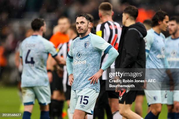 Adam Smith of Bournemouthafter his sides 2-2 draw during the Premier League match between Newcastle United and AFC Bournemouth at St. James Park on...
