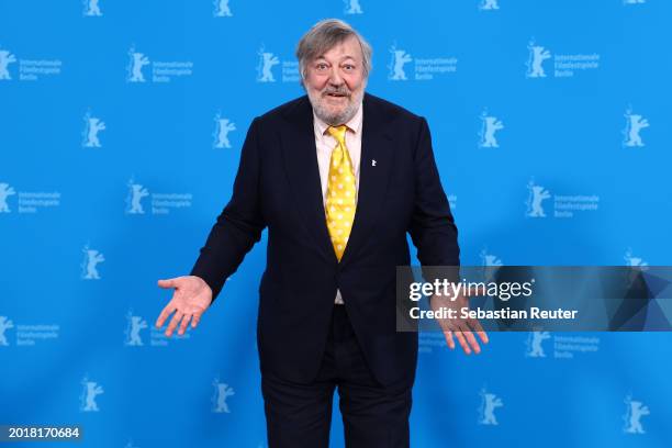 Stephen Fry poses at the "Treasure" photocall during the 74th Berlinale International Film Festival Berlin at Grand Hyatt Hotel on February 17, 2024...