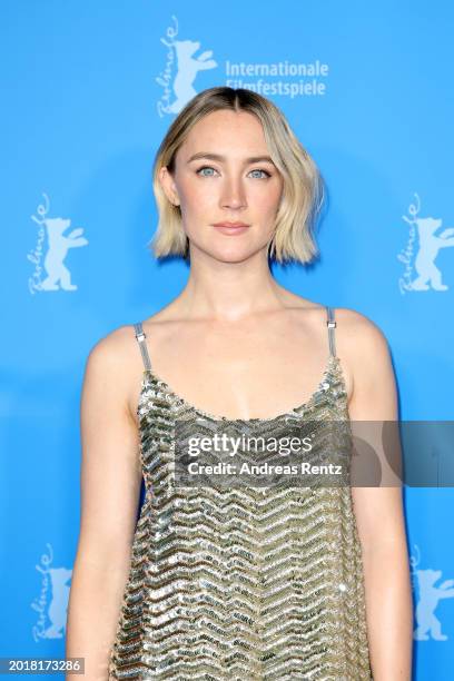 Saoirse Ronan attends the "The Outrun" premiere during the 74th Berlinale International Film Festival Berlin at Zoo Palast on February 17, 2024 in...