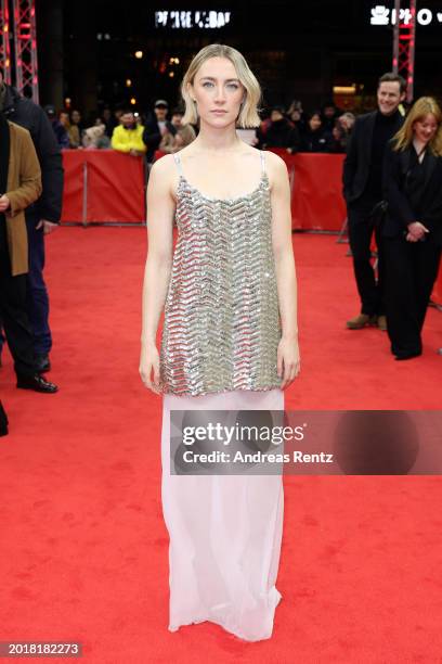 Saoirse Ronan attends the "The Outrun" premiere during the 74th Berlinale International Film Festival Berlin at Zoo Palast on February 17, 2024 in...