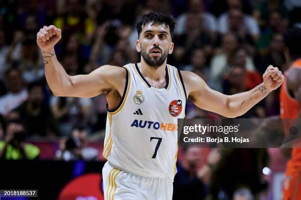 Facu Campazzo of Real Madrid in action during the Semi Final 2024 Copa del Rey de Baloncesto match between Real Madrid and Valencia Basket at Martin...