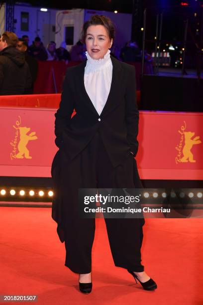 Olivia Williams attends the "Another End" premiere during the 74th Berlinale International Film Festival Berlin at Berlinale Palast on February 17,...