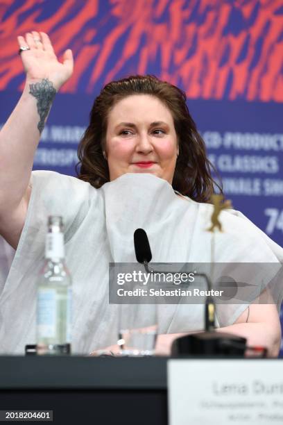 Lena Dunham speaks at the "Treasure" press conference during the 74th Berlinale International Film Festival Berlin at Grand Hyatt Hotel on February...