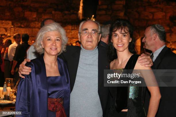 Portrait of, from left, French couple musician Catherine Michel and composer & musician Michel Legrand with singer Marie Zamora at the annual meeting...