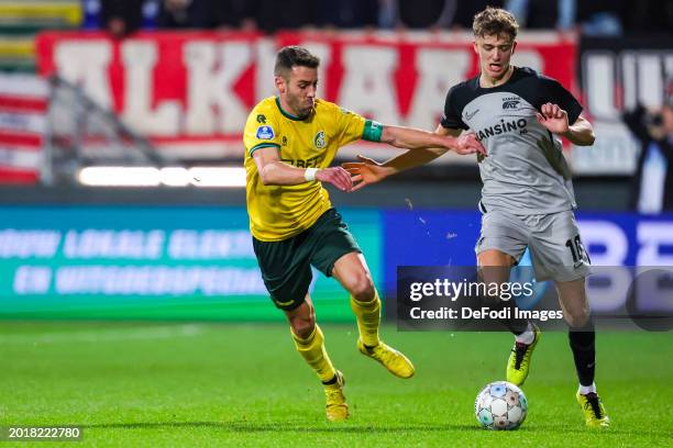 Ivo Pinto of Fortuna Sittard and Sven Mijnans of AZ Alkmaar battle for the ball during the Dutch Eredivisie match between Fortuna Sittard and AZ...