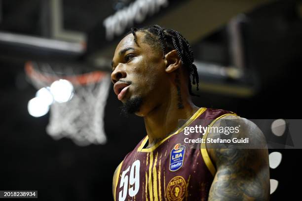 Rayjon Tucker of Reyer Venezia Mestre reacts during the match between EA7 Emporio Armani Milano v Umana Reyer Venezia - Frecciarossa Final Eight 2024...