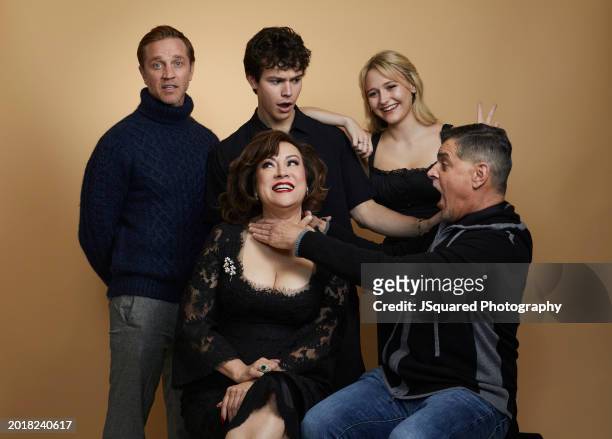 Devon Sawa, Jennifer Tilly, Zackary Arthur, Alyvia Alyn Lind, and Don Mancini of NBC's 'Chucky' pose for a portrait during the 2024 Winter Television...