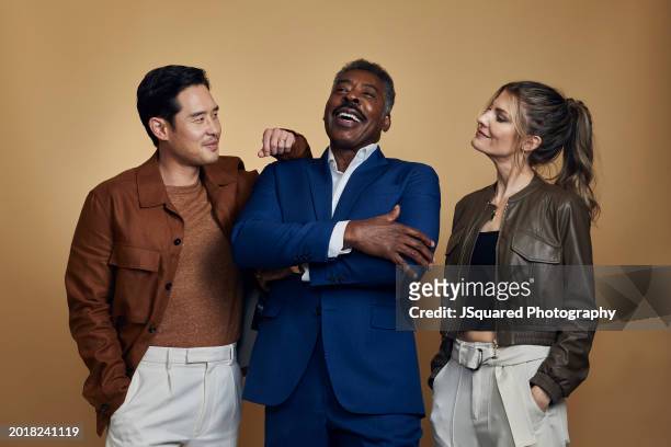 Raymond Lee, Ernie Hudson and Caitlin Bassett of NBC's 'Quantum Leap' poses for a portrait during the 2024 Winter Television Critics Association...
