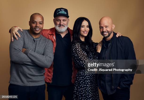 Donald Faison, Mike O'Malley Abigail Spencer, and Jon Cryer of NBC's 'Extended Family' pose for a portrait during the 2024 Winter Television Critics...