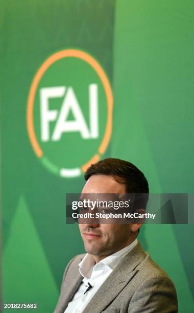 Dublin , Ireland - 20 February 2024; FAI director of football Marc Canham during a media briefing for the FAI's Football Pathways Plan at Aviva...