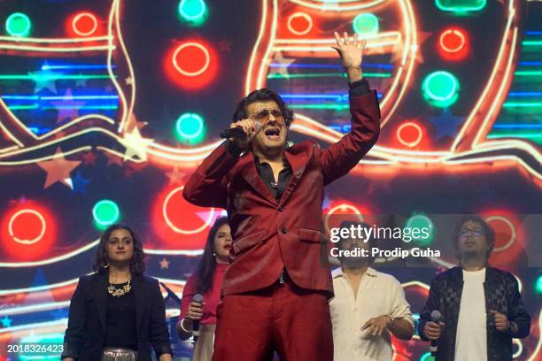 Sonu Nigam performs in concert on February 17, 2024 in Mumbai, India.