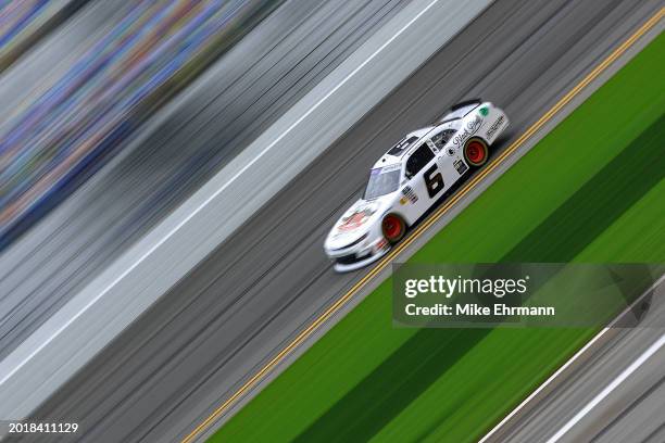 Garrett Smithley, driver of the Z&M Harley Davidson Chevrolet, drives during qualifying for the NASCAR Xfinity Series United Rentals 300 at Daytona...