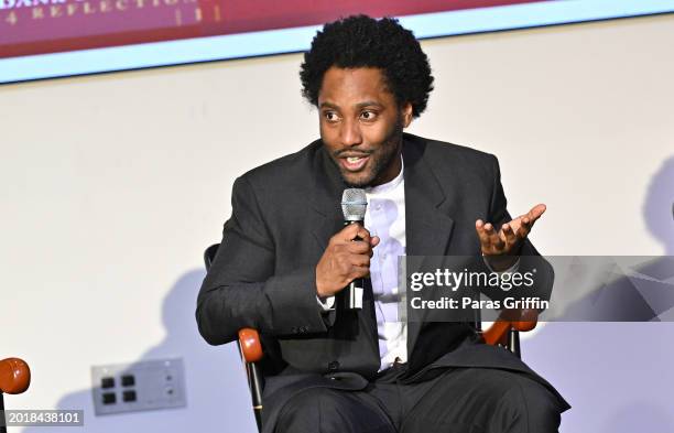 Actor John David Washington speaks onstage during 2024 Morehouse College Reflections of Excellence at the Bank of America Auditorium at Morehouse...