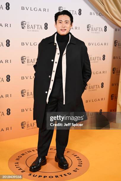 Teo Yoo attends the EE BAFTA Film Awards 2024 Nominees' Party, Supported By Bulgari at The National Gallery on February 17, 2024 in London, England.