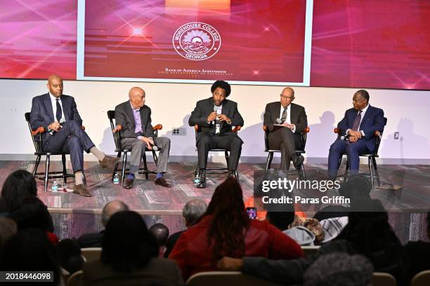 Raymond J. McGuire, Mack Wilbourn, John David Washington, Aaron L. Parker Sr., and Dale E. Jones onstage during 2024 Morehouse College Reflections of...